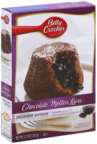 Betty Crocker Chocolate Molten Lava Cake Mix - 12.9 oz, Nutrition Information | Innit