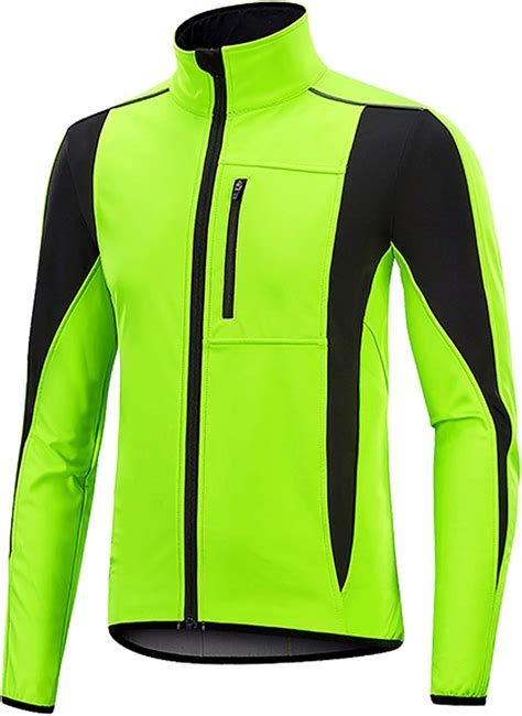 straw Mens Winter Windproof Waterproof Cycling Jacket, Fleece Thermal High Visibility MTB ...