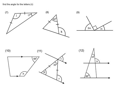 Find Missing Angles Worksheet