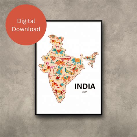 Map of India India Map Digital India Map India Wall Art Download Map of ...