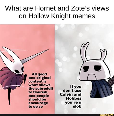 What are Hornet and Zote’s views on Hollow Knight memes - iFunny | Knight, Hollow, Memes