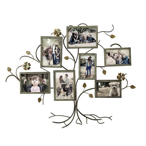 AdecoTrading 7 Opening Decorative Bronze-Color Iron Family Tree Collage Wall Hanging Picture ...