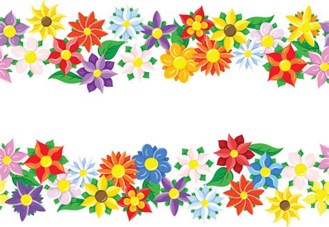 Horizontal Seamless Flower Border Stock Illustration - Download Image Now - Backgrounds, Banner ...