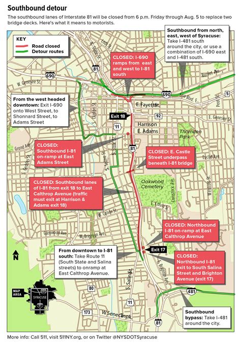 At 6 p.m. today, Interstate 81 southbound in Syracuse closes; map of ...