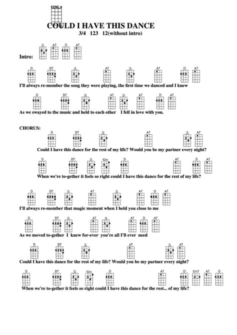 Could I Have This Dance (For The Rest Of My Life) Chord Chart printable pdf download