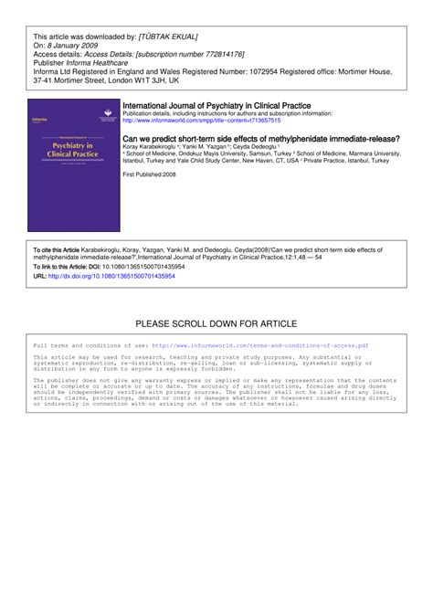 (PDF) Side Effects of Methylphenidate or Symptoms of ADHD?