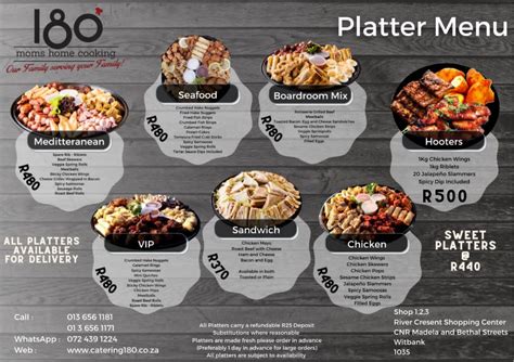 Platters & Functions Menu – 180 degrees / Uturn Avenue