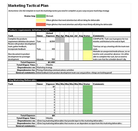 Tactical Marketing Plan Template | Marketing Tactical Plan Template