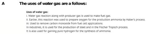 What are the uses of water gas