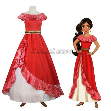 Elena of Avalor Princess Elena Cosplay Costume Red Fancy Dress Halloween For adult Custom Made ...