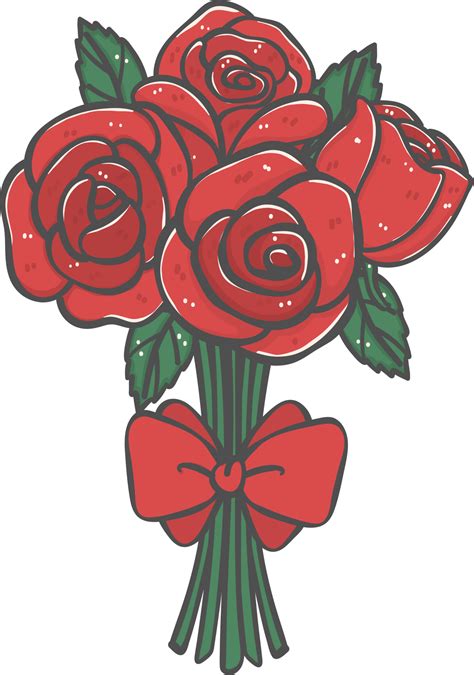 bunch of cute romantic Valentine red roses flowers bouquet cartoon doodle 17339874 PNG