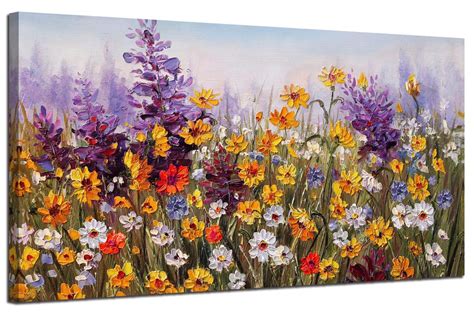 Ardemy Canvas Wall Art Daisy Colorful Bloosom Flowers Artwork Painting Prints Modern Landscape ...