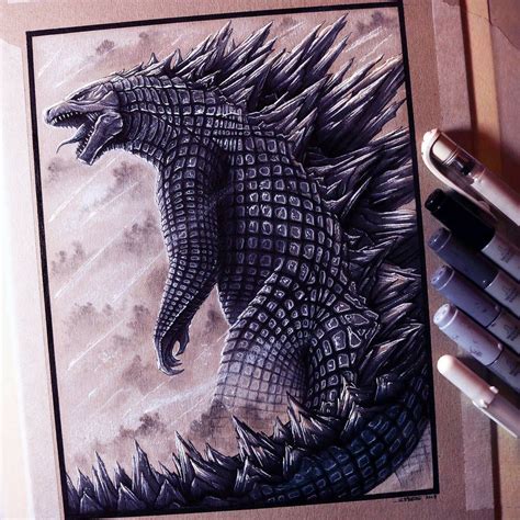 Godzilla Drawing by https://www.deviantart.com/lethalchris on ...