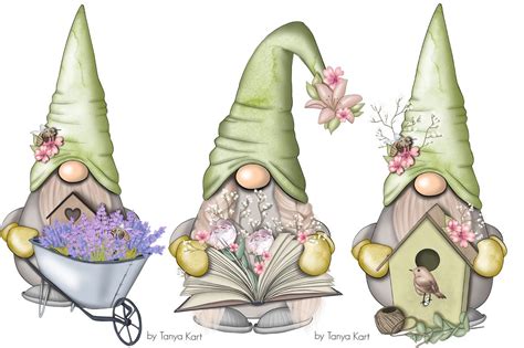 Spring Green Gnomes Icons (1184271) | Illustrations | Design Bundles