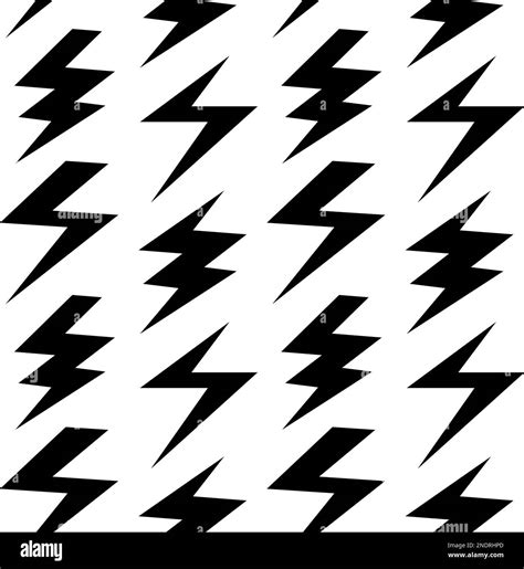 Black lightning bolts seamless pattern. Thunderbolts repeating background. Storm and lightning ...