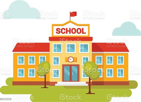 Front Yard Of School Building Stock Illustration - Download Image Now ...