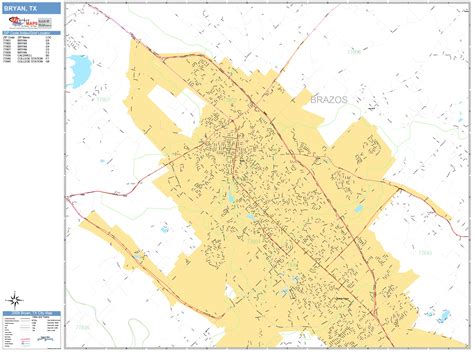 Bryan Texas Wall Map (Basic Style) by MarketMAPS - MapSales