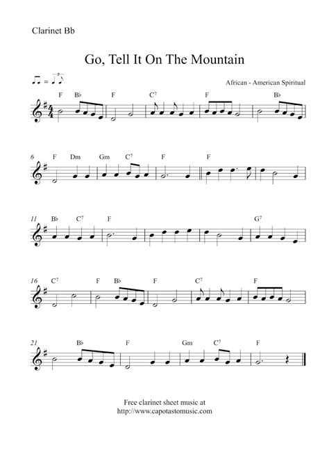 Easy Sheet Music For Beginners: Free Christmas clarinet sheet music ...