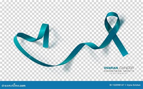 Ovarian Cancer Awareness Month. Teal Color Ribbon on Transparent Background. Vector Design ...