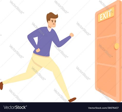 Exit door fast evacuation icon cartoon style Vector Image