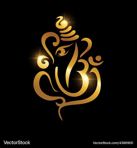 Golden ganesh puja ganesh chaturthi sign Vector Image