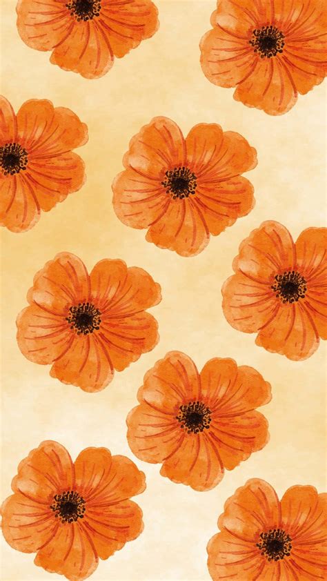 Download Flower Pattern Orange Aesthetic Wallpaper | Wallpapers.com