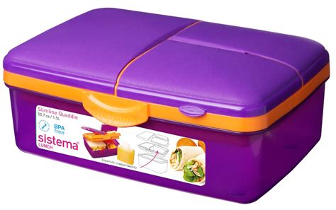 Sistema Purple Slimline Quaddie Lunch Box | Kitchen | ASDA direct | Girls lunch boxes, Lunch box ...