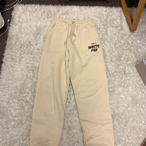 white fox sweatpants - creme and grey - never worn... - Depop