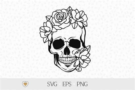Flower Skull Svg
