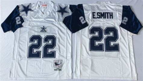 Men's Dallas Cowboys #22 Emmitt Smith Authentic White Throwback NFL Jerseys