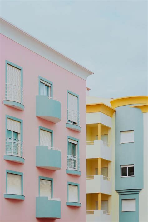 Pastel pink & light blue building | Building aesthetic, Blue building, Colour architecture