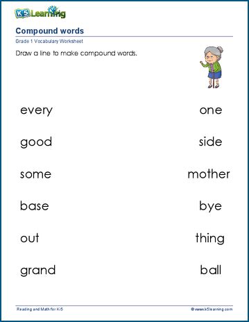 Compound words worksheets for grade 1 | K5 Learning