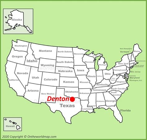 Denton location on the U.S. Map