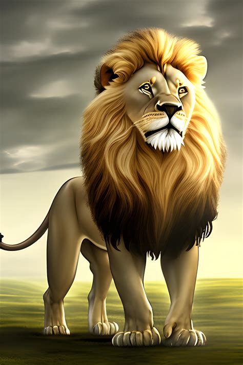 The lion Aslan, from The chronicles of narnia, in the nature looking ...