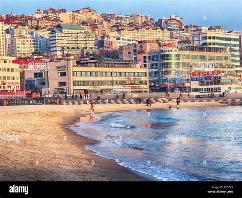 Winter Haeundae Beach, Busan, South Korea, Asia Stock Photo - Alamy