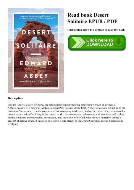 Read book Desert Solitaire EPUB PDF