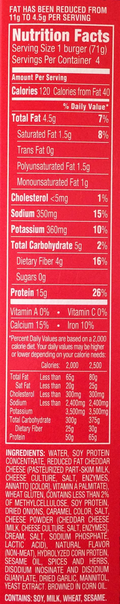 Boca Veggie Burger Nutrition Facts - Nutrition Ftempo