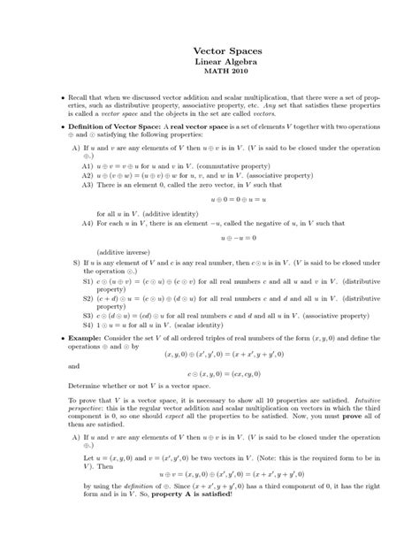 Vector Spaces: Linear Algebra | PDF | Scalar (Mathematics) | Vector Space