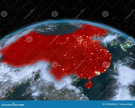 China from space at night stock illustration. Illustration of earth ...