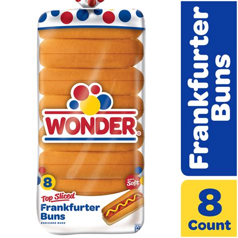 Wonder Bread Frankfurter Buns, Extra Soft, Top Sliced (8 each) Delivery ...