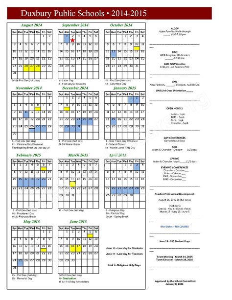 Duxbury Public Schools Calendar 2022 - Schoolcalendars.net