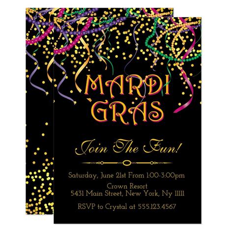 Traditional Mardi Gras Invitations | Zazzle | Mardi gras invitations ...