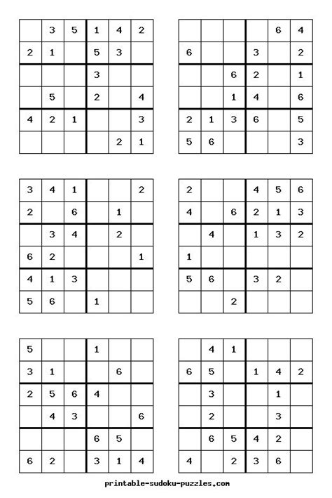 Sudoku 6x6 Printable - Printable Templates