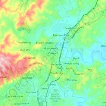 Verulam topographic map, elevation, terrain