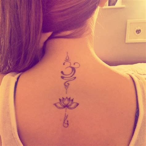 Small Om Symbol Tattoo On Back Of Neck photo - 4 | Neck tattoo, Lotus flower tattoo, Lotus om tattoo