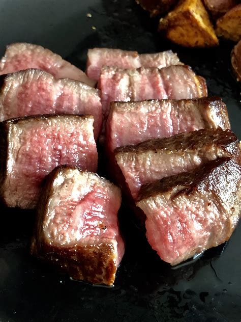 A5 Wagyu. Decided to go sous vide and seared on cast iron skillet ...