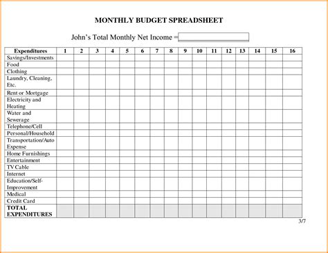 Free Personal Budget Spreadsheet in Monthly Bills Excel Template ...