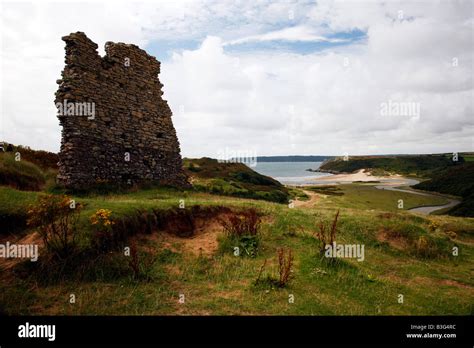 castle ruins, Pennard Castle, Wales Stock Photo - Alamy