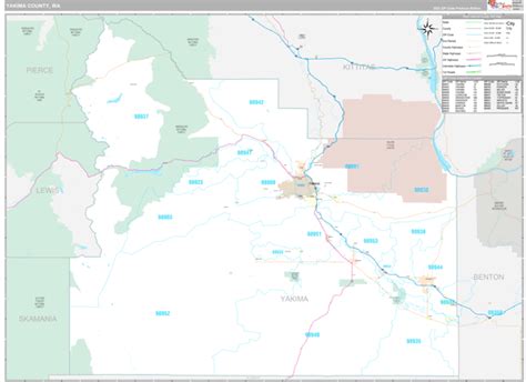 Yakima County, WA Wall Map Premium Style by MarketMAPS - MapSales