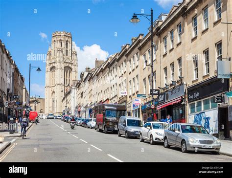 Bristol Park street with Wills memorial building Bristol city centre ...